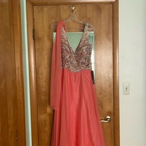 This is a pretty dress  corals color,elegant.new..